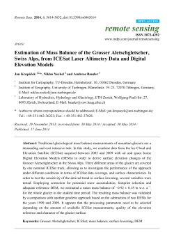 Estimation of Mass Balance of the Grosser Aletschgletscher, Swiss