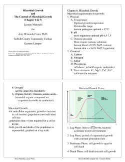 Microbial Growth and The Control of Microbial Growth (Chapter 6