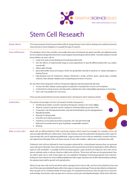 Stem Cell Research - Debating Science Issues