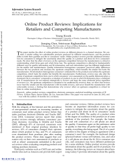 Online Product Reviews: Implications for Retailers and Competing