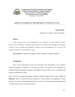 EXPLICIT TEACHING OF THE PRAGMATIC CONCEPT OF FACE