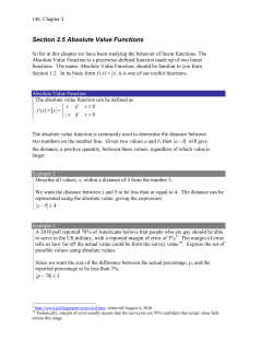 Section 2.5 Absolute Value Functions