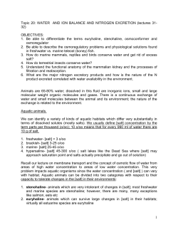 Topic 19: WATER AND ION BALANCE AND NITROGEN EXCRETION