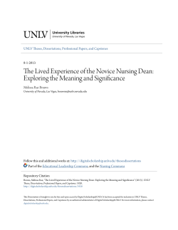 The Lived Experience of the Novice Nursing Dean