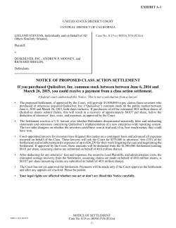 Notice - Quiksilver Securities Litigation