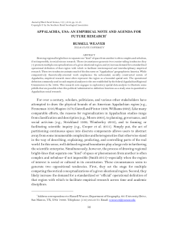 Appalachia, USA: An Empirical Note and Agenda for Future