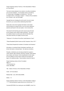 Project Gutenberg Valerius Terminus: of the Interpretation of Nature