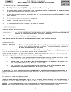 Civil Service Commission Position Description Questionnaire