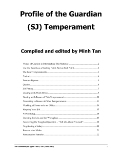 Profile of the Guardian (SJ) Temperament