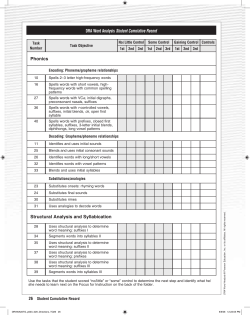 DRA Word Analysis Student Cumulative Record Phonics Structural