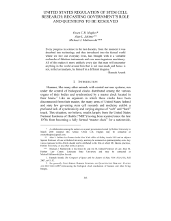 united states regulation of stem cell research