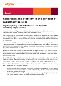 Coherence and stability in the conduct of regulatory policies