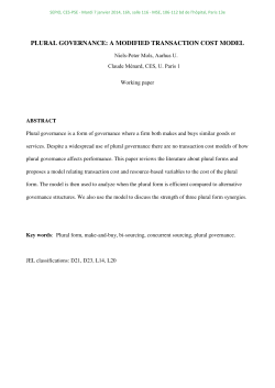 PLURAL GOVERNANCE: A MODIFIED TRANSACTION COST MODEL