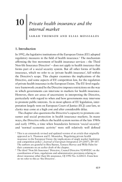 10 Private health insurance and the internal market