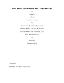 Design, synthesis and applications of Metal Organic Frameworks