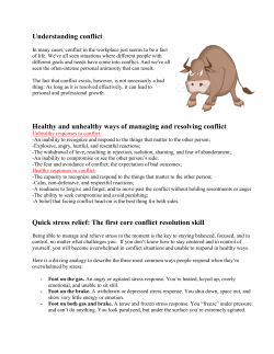 Healthy and unhealthy ways of managing and resolving conflict