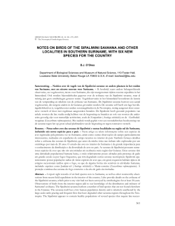 notes on birds of the sipaliwini savanna and other localities in