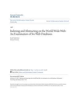 Indexing and Abstracting on the World Wide Web: An