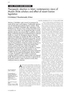 Therapeutic abortion in Islam: contemporary views of Muslim Shiite