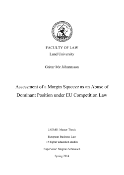 Assessment of a Margin Squeeze as an Abuse of Dominant Position