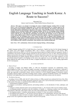 English Language Teaching in South Korea: A Route to Success?