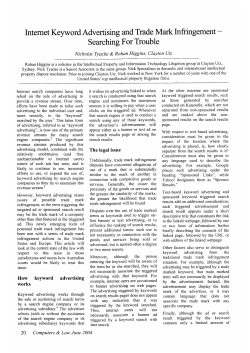 Internet Keyword Advertising and Trade Mark Infringement