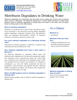 Metribuzin Degradates in Drinking Water