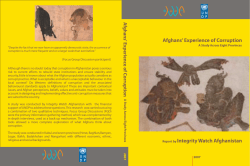 Afghan`s experience of corruption, a study across seven provinces