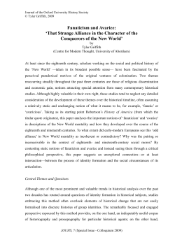 Fanaticism and Avarice: `That Strange Alliance in the