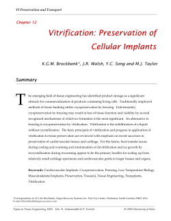 Chapter 12: Vitrification: Preservation of Cellular Implants