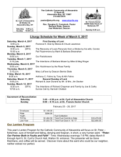 March 5, 2017 - The Catholic Community of Alexandria