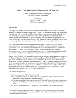 Taylor`s Value-Added Model: Still Relevant After All These Years.