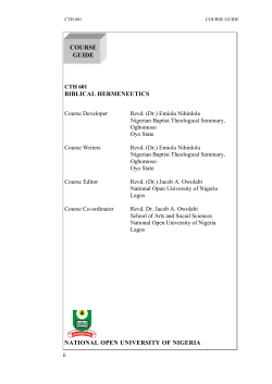 CTH711 - National Open University of Nigeria