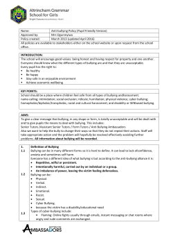 Name: Anti-bullying Policy (Pupil Friendly Version) Approved by