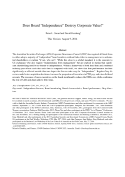 Does Board &ldquo;Independence&rdquo; Destroy Corporate Value?