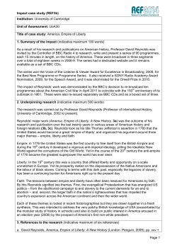 Reynolds A 7-Nov-13.docx - REF Impact Case Studies