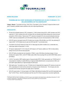 NEWS RELEASE FEBRUARY 22, 2017 TOURMALINE OIL CORP