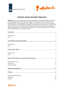 Contacts service providers Myanmar