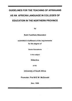 guidelines for t~e teaching of afrikaans as an african language in