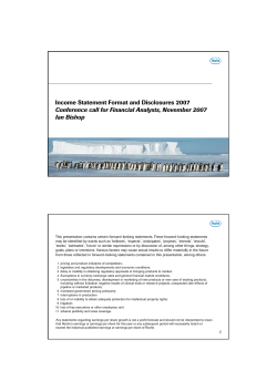 Income Statement Format and Disclosures 2007