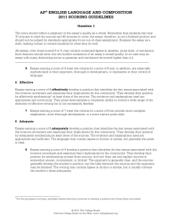 ap&reg; english language and composition 2011 scoring