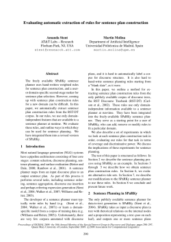 Evaluating Automatic Extraction of Rules for Sentence Plan