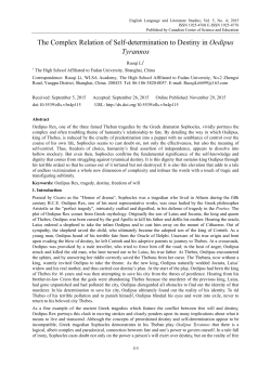 The Complex Relation of Self-determination to Destiny in Oedipus