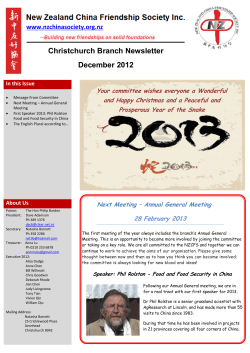 Christchurch Branch Newsletter December 2012