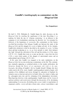 Gandhi`s Autobiography as commentary on the Bhagavad Gitii