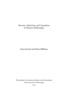 Reason, Induction and Causation in Hume`s Philosophy Don