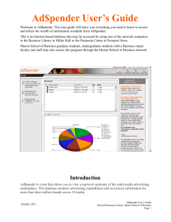 Ad$pender User`s Guide - Mason School of Business