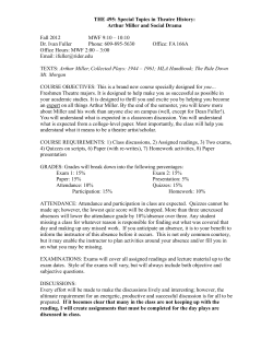 THE 495: Special Topics in Theatre History: Arthur Miller and Social