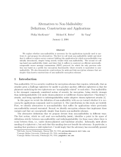 Alternatives to Non-Malleability: Definitions, Constructions and