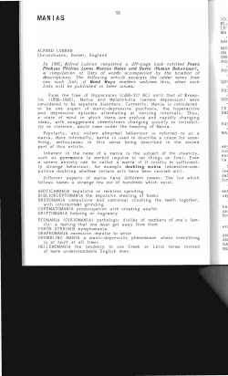 Manias - Digital Commons @ Butler University